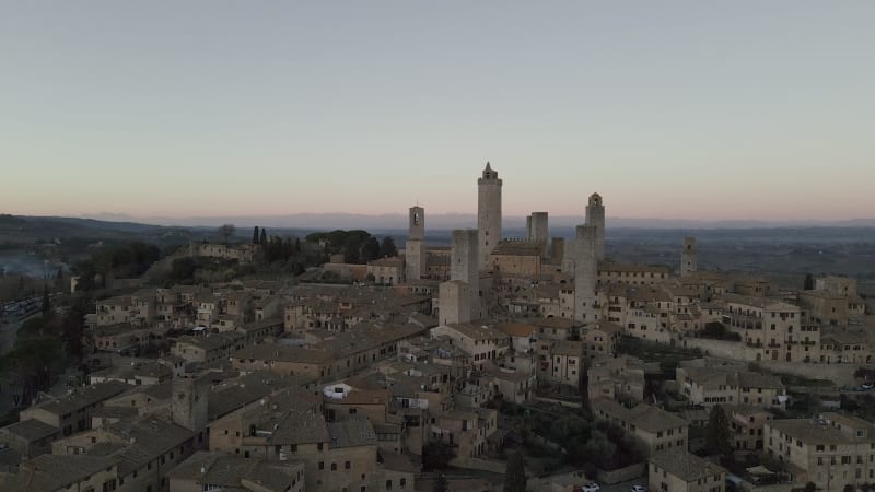 Aerial view of San Gimignano, Siena, Tuscany, Italy.