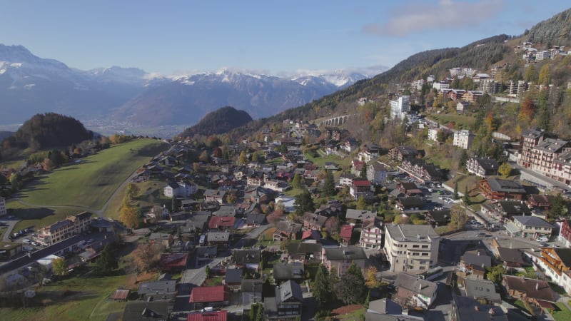 Aerial Views of the Municipality of Leysin in Aigle Switzerland