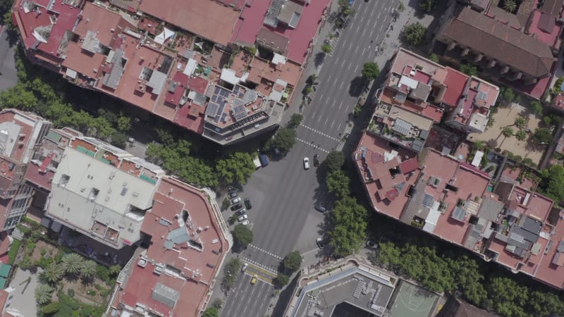 City Streets of Barcelona Spain Grid System Bird's Eye View