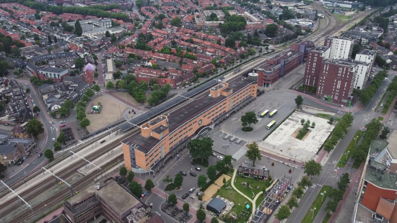 Aerial View of Hilversum Train Station, Netherlands