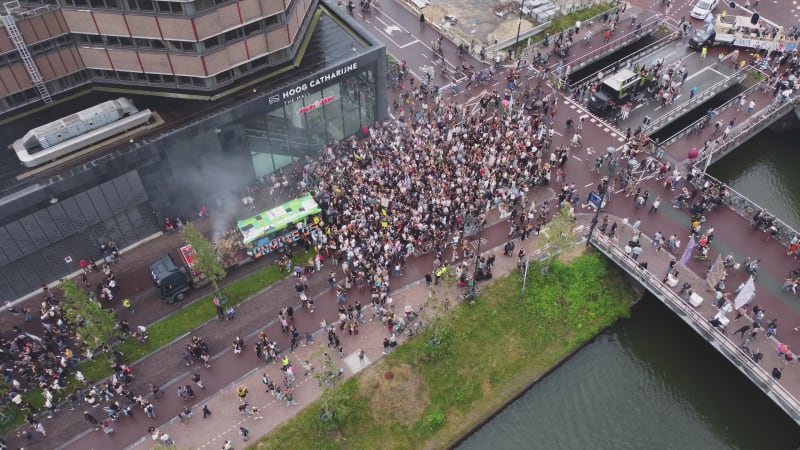 Protesters Marching Down A Street During Unmute Us Campaign In Utrecht, Netherlands.