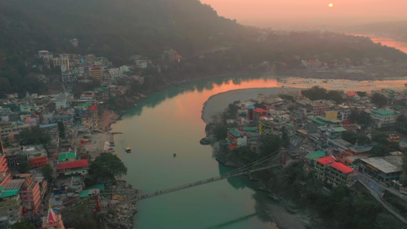 Aerial view of a township in Bihar, India.