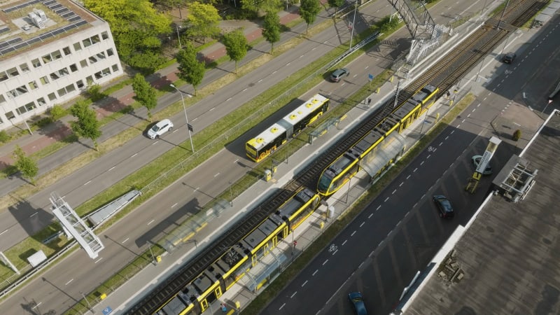 Overhead View of Public Transportation in Kanaleneiland, Utrecht