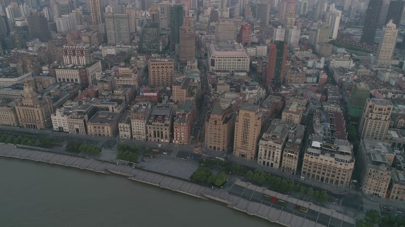 Aerial view of Shanghai coast, China.