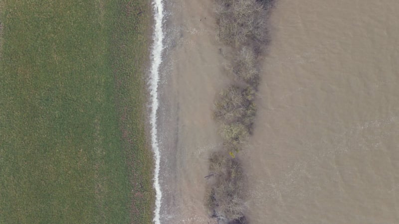 Aerial View of Flooding in the UK During the Winter Causing Devastation