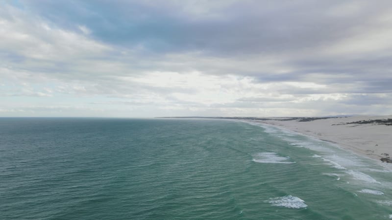 Aerial view of remote Overberg beach, South Africa.