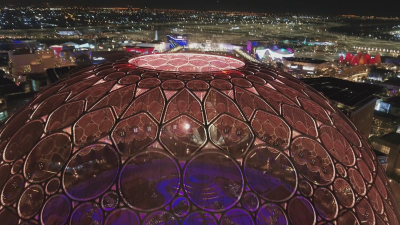 Aerial view of Dubai Expo 2020, United Arab Emirates.