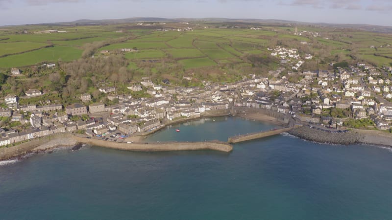 Mousehole Harbour a Picturesque Village in Cornwall UK from the Air