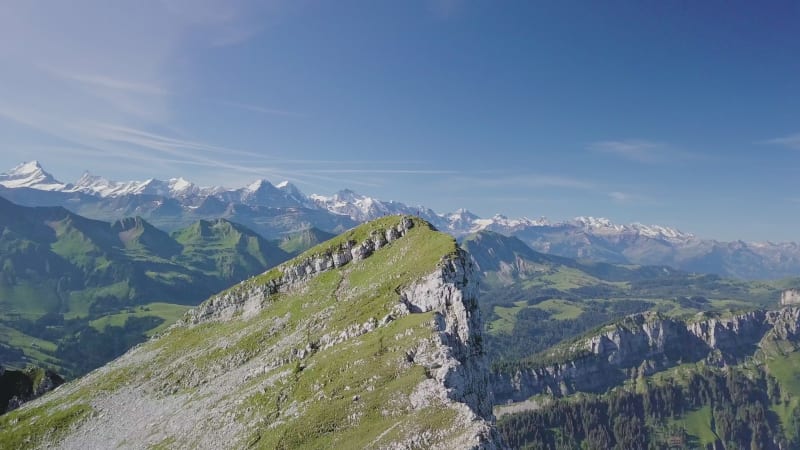 Aerial View of Classic Swiss Mountain Range in Luzern.