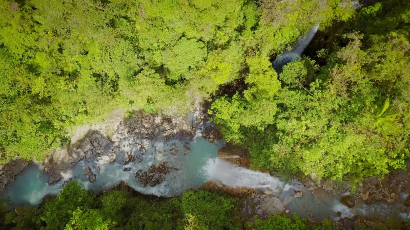 Aerial view of Catarata del Toro waterfall in Costa Rica.