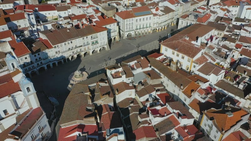 Aerial view of the town of Evora.