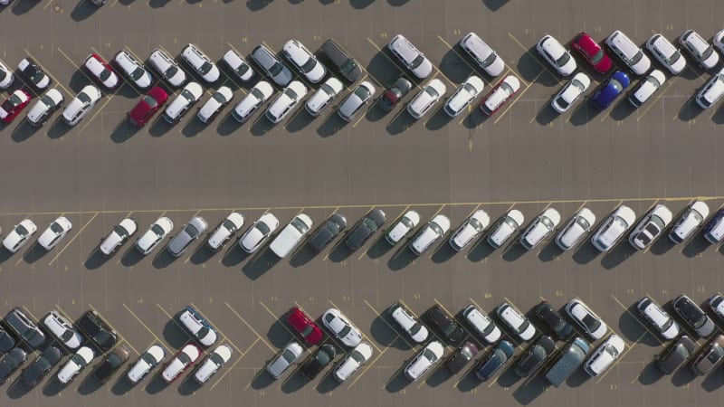 Bird's Eye View of a Vehicle Port Lot Awaiting Shipping and Global Distribution