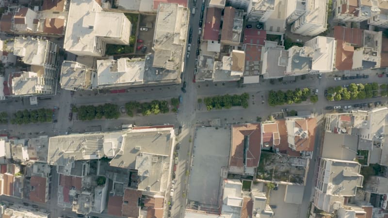 Aerial view of empty streets due to the coronavirus pandemic.