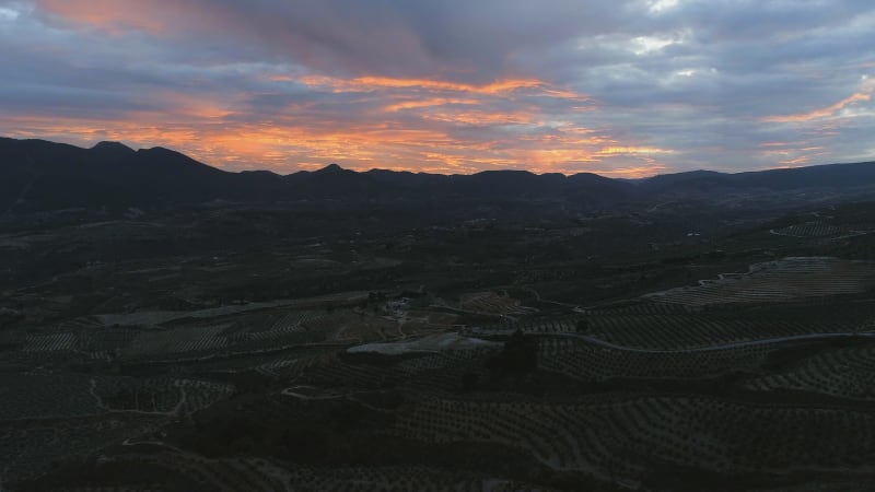 Sunset Over the Mountains of Grenada in Spain