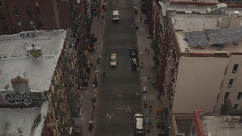 Overhead Top Down Birds View of Chinatown, New York City street