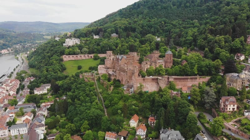 Aerial View of Heidelberger Schloss castle, Germany.