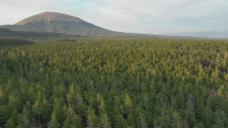 Panoramic aerial view of Mt Edgecumbe, Tongass National Forest, Sitka