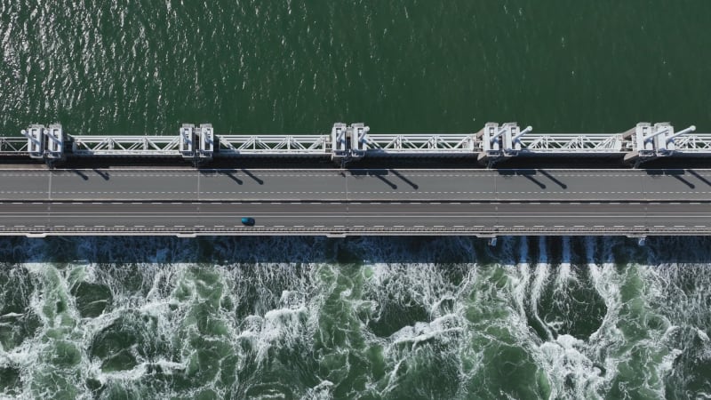 Oosterschelde Storm Surge Barrier at the Deltawerken in Zeeland, Netherlands