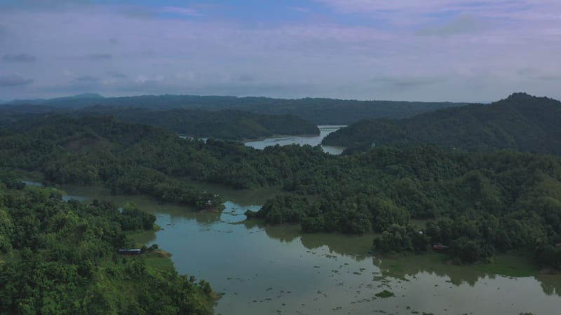 Aerial view of Madhabpur Lake from top, Bangladesh.