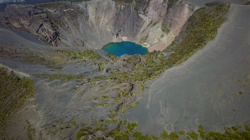 Aerial view of Irazu volcano crater lake in Costa Rica.