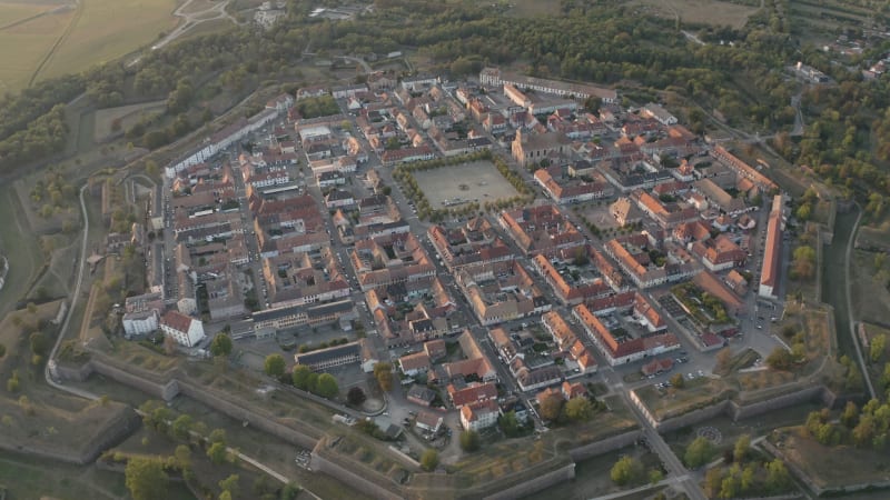 Aerial view of the Place d'Armes Général de Gaulle in Neuf Brisach.