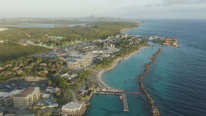 Sunset Aerial View of Mambo Beach, Curacao