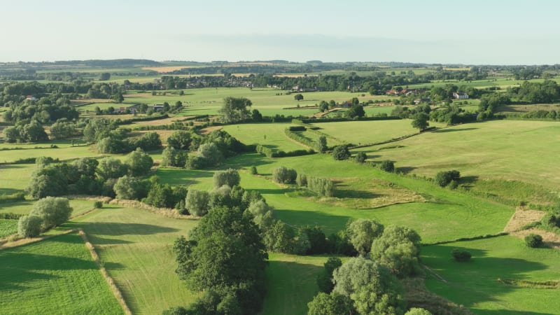 Aerial view of valley in hilly countryside, Geuldal, Zuid Limburg, Netherlands