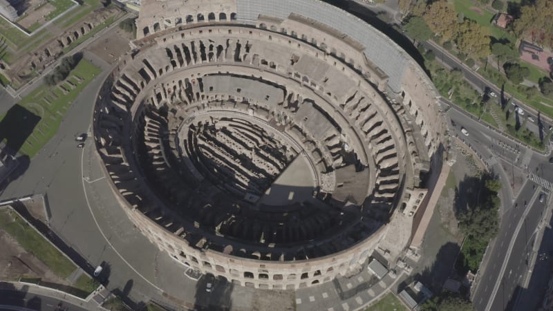 An aerial view of the Colosseum in rome Italy