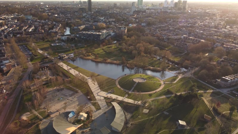 Aerial View of Griftpark in Utrecht, Netherlands