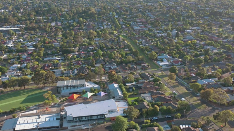 Houses in Suburban Australia Aerial View of Typical Streets and Neighbourhood