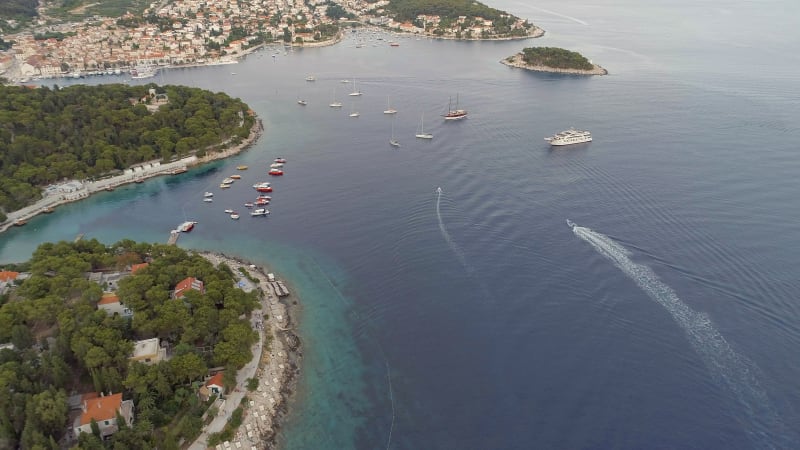 Port of Hvar in Croatia Aerial View