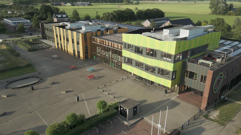 Aerial View of a High School in Houten, Netherlands