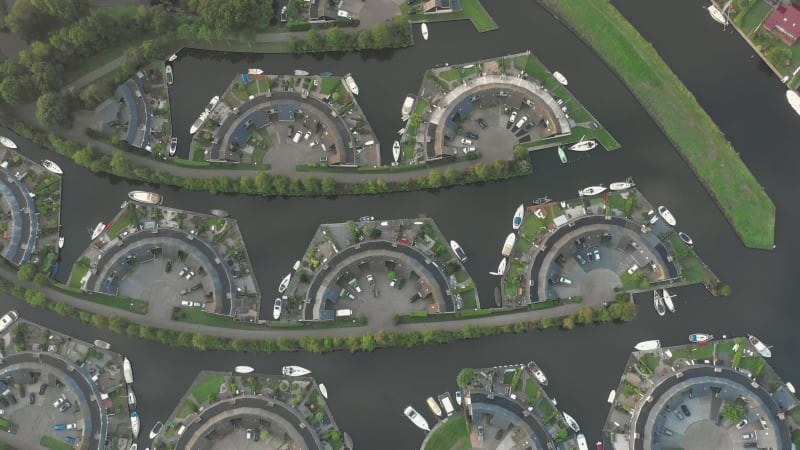 Bird's Eye View of the Lemmer Marina Unusual Cogs and Geometric Shapes