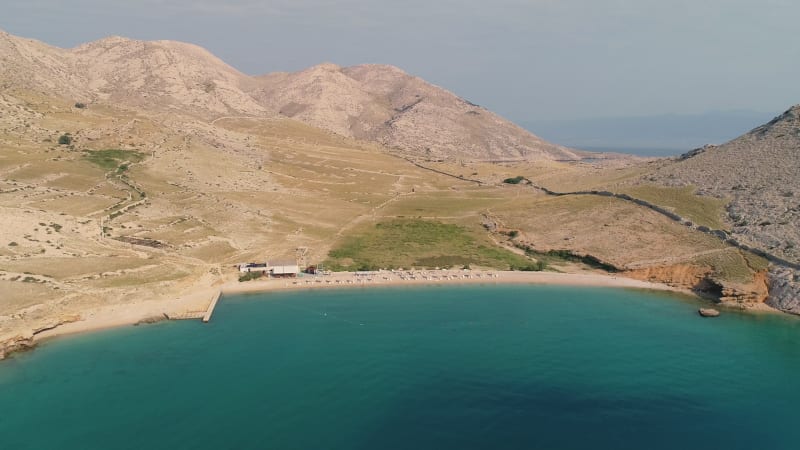 Aerial view of hidden beach at Vela luka bay during the summer, Baška.