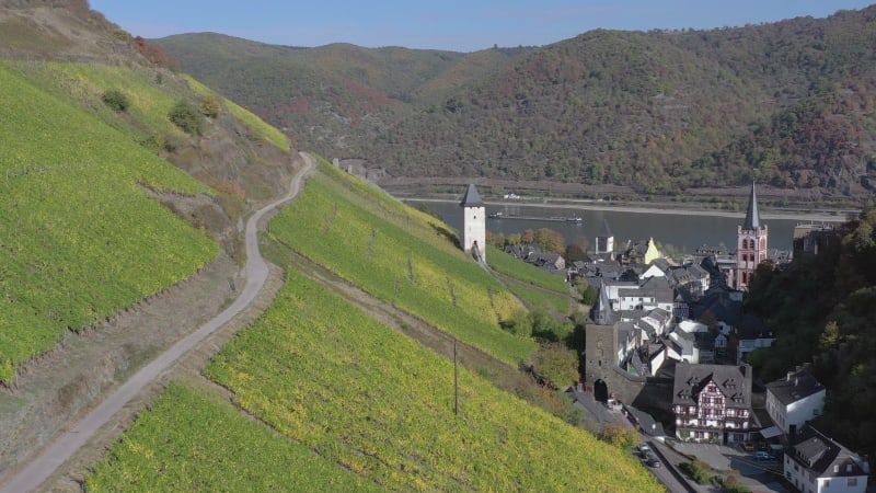 The Picturesque Town of Bacharach on the Shores of the Rhine in Germany