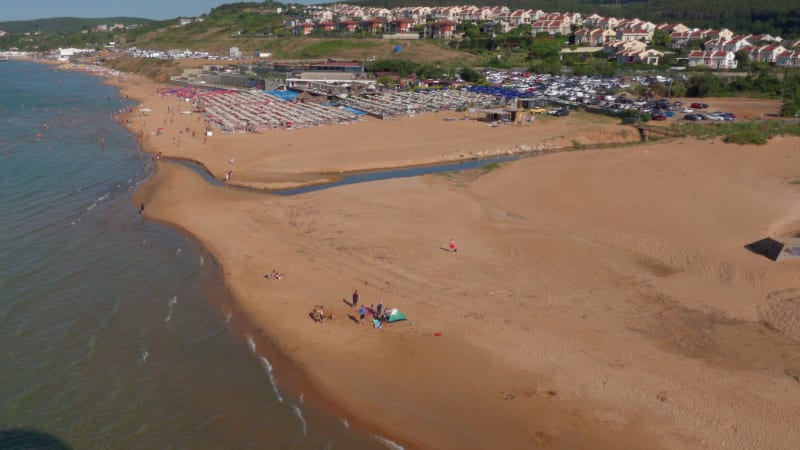 Aerial view of Tirmata beach at the Black Sea coast, Istanbul, Turkey.