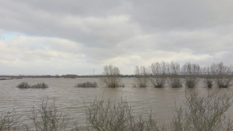 Aerial View of Flooding in the UK During the Winter Causing Devastation