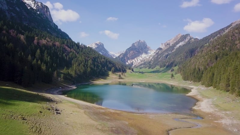 Aerial View of Swiss Mountains in Alpstein.