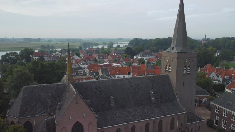 Spires of Prinsenhuis Church in Wijk Bij Duurstede, the Netherlands.