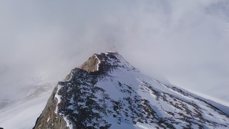 Aerial View of Swiss Glacier in Winter in Uri.