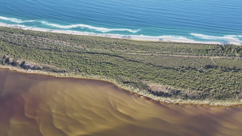 Aerial view of Wallis Lake and the Seven Miles Beach, Australia.