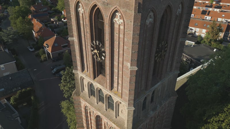 Sunset View of Church Tower in Houten, Netherlands