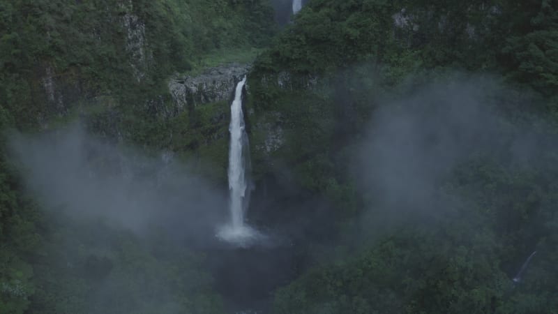 Aerial view of Cascade de La Grande Ravine, Saint Benoit, Reunion.