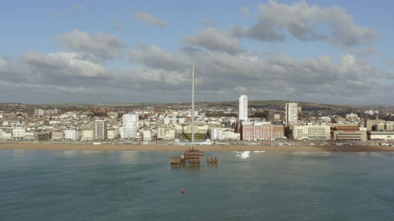 Aerial View of the West Pier on the Brighton Seafront in the UK