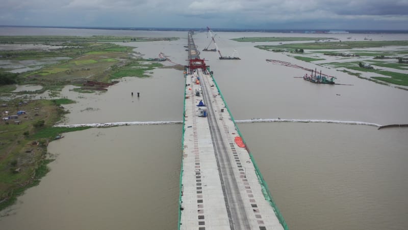 Aerial view of Padma bridge, Dhaka, Bangladesh.