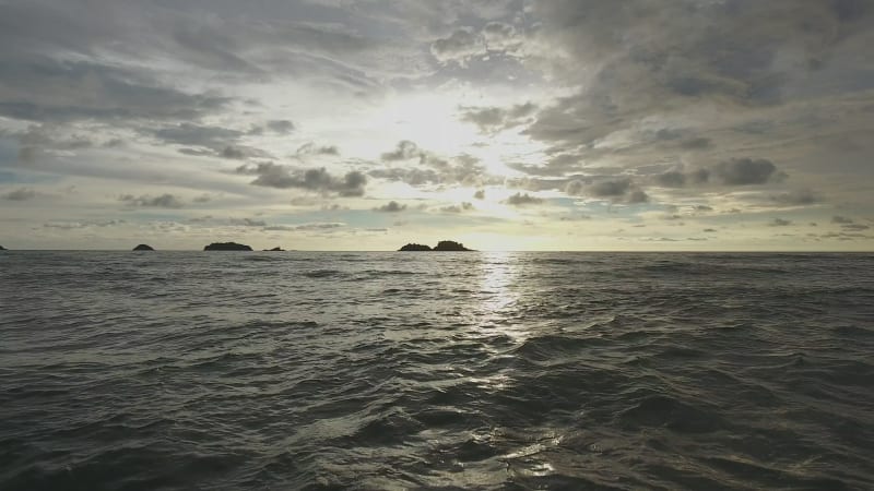 Aerial view of calm waves during sunset, Ko Chang.