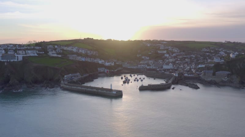 Mevagissey Harbour at Sunset in Cornwall UK