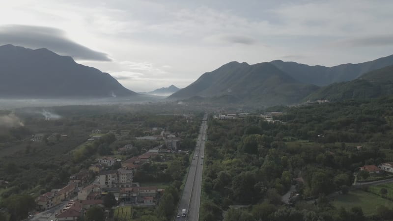 Aerial view of San Michele di Serino, Avellino, Irpinia, Campania, Italy.