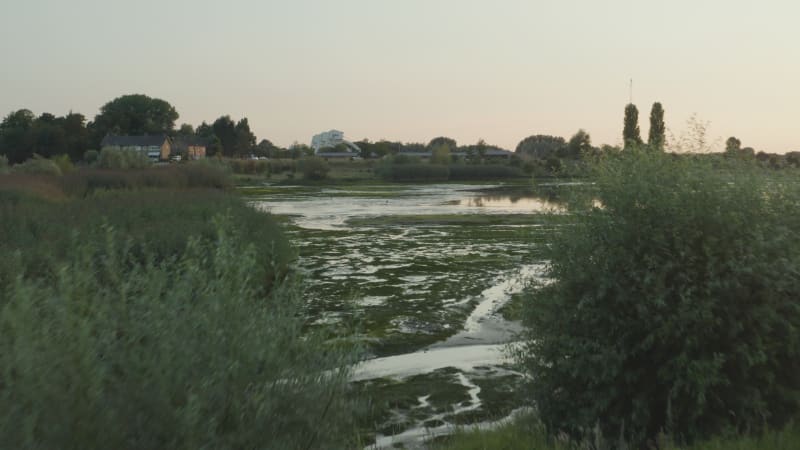 Aerial View of Dried Up Lake at River Lek, Tull en t Waal, Netherlands