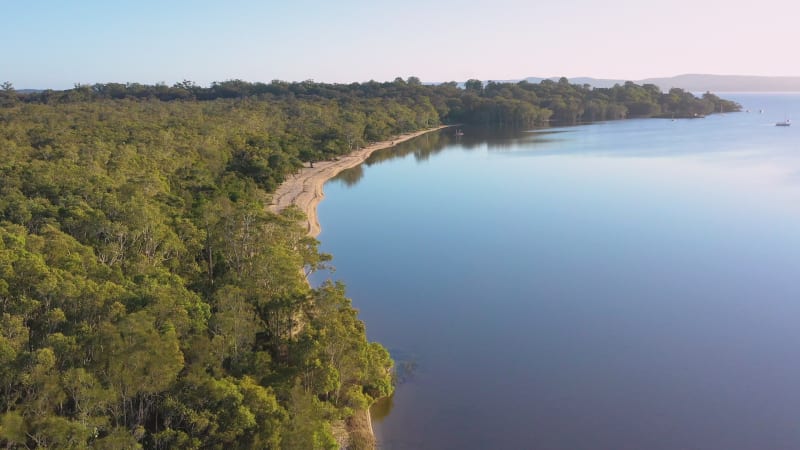 Aerial view of Pumicestone Passage, Queensland, Australia.